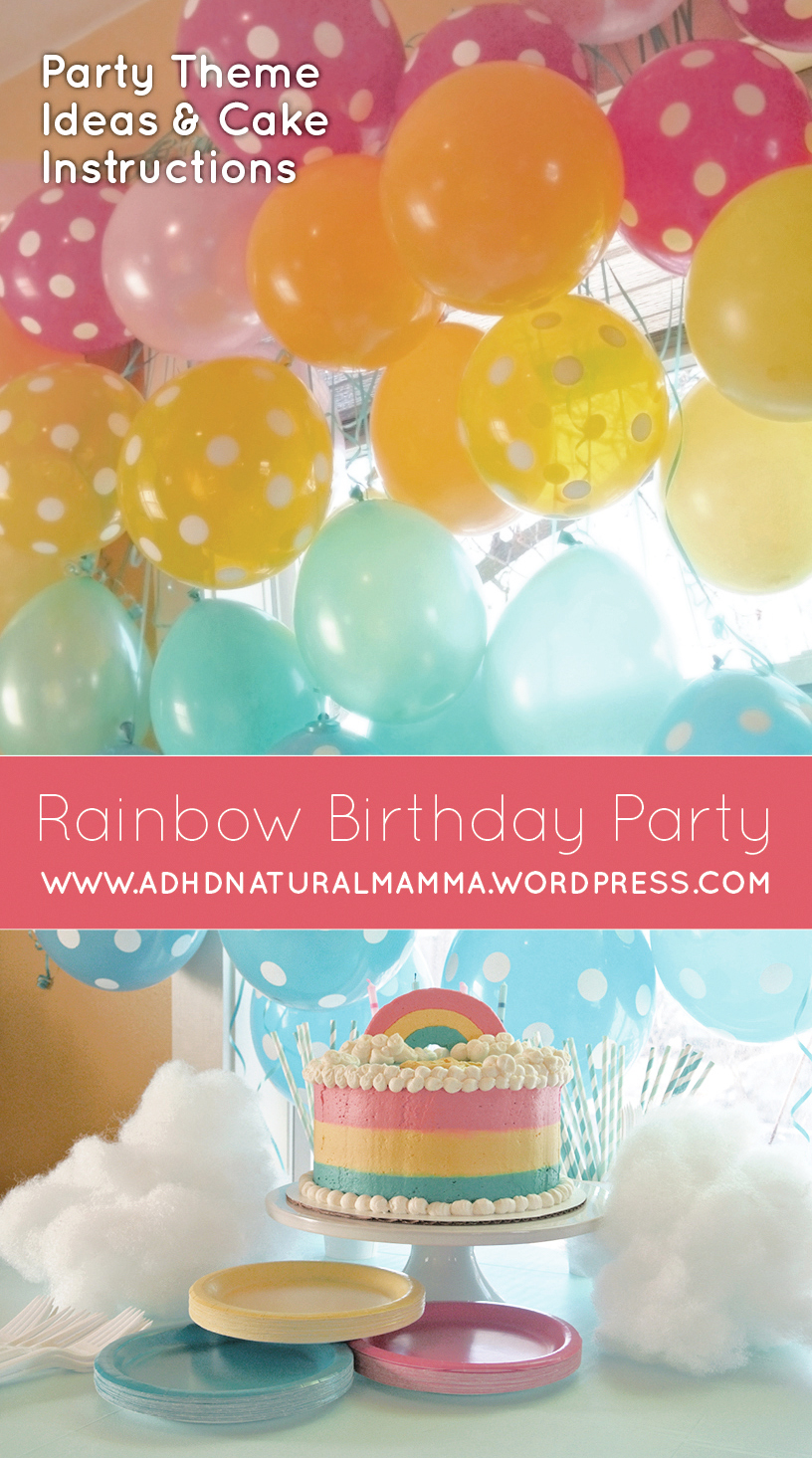 Rainbow or unicorn birthday party for girls, party ideas and gluten free cake recipe